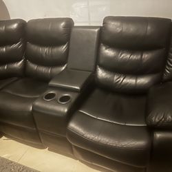 Black Leather sectional 