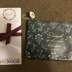 ECCOLO Christian Pouch/Notepad Set, “BLESSED” Theme, NEW