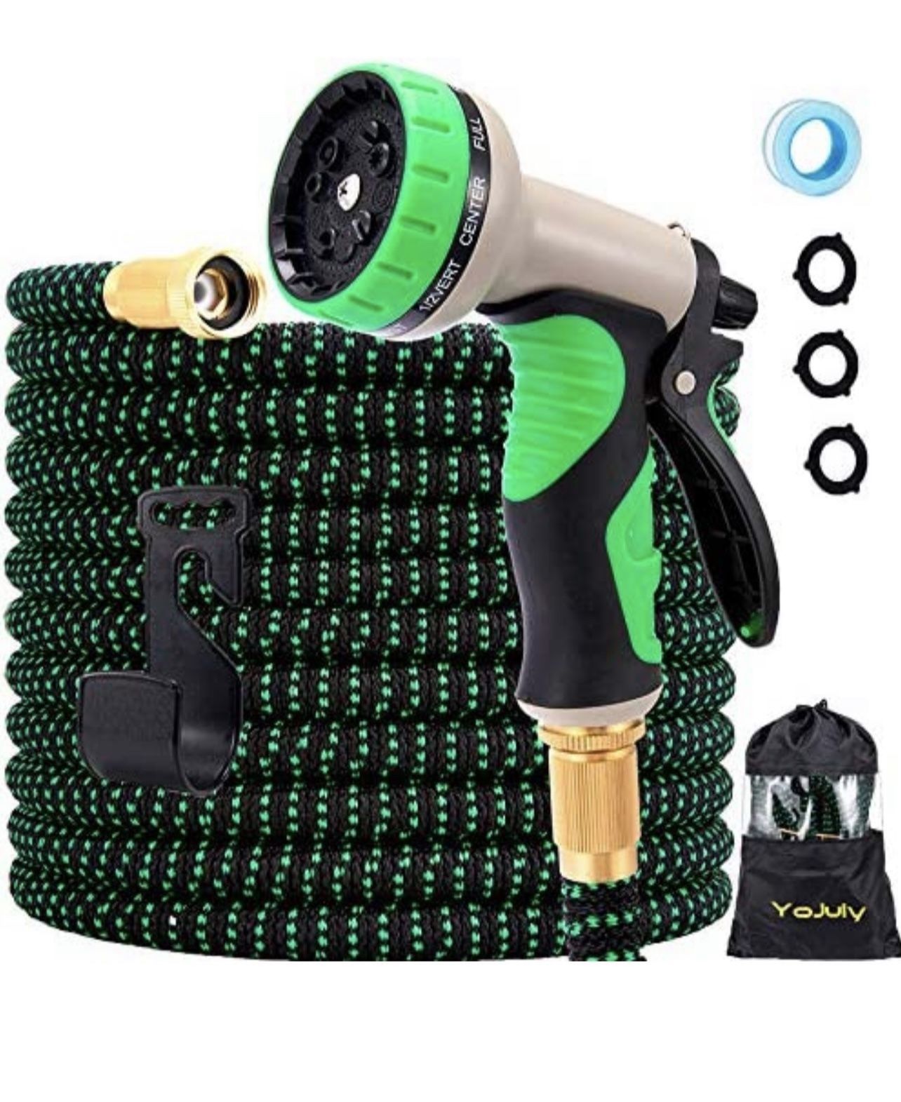YOJULY 75ft Expandable garden hose - super durable 3750d garden water hose/strongest triple latex, durable outdoor gardening flexible hose for waterin