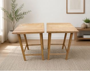 Costway Counter Height Stool Set of 2 with Footrest & Solid Wood Frame Natural 14” x 18”, 25.5” tall