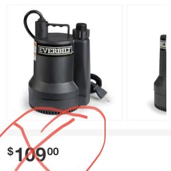 New Everbilt 1/6 HP Plastic Submersible Utility Pump