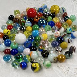 Jar of 100 Gorgeous Vintage & Collectible Marbles Retired Vacor + Jabos + More
