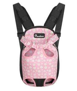 Pawaboo Black/Pink Daisy Print Pet Carrier Backpack Size Small