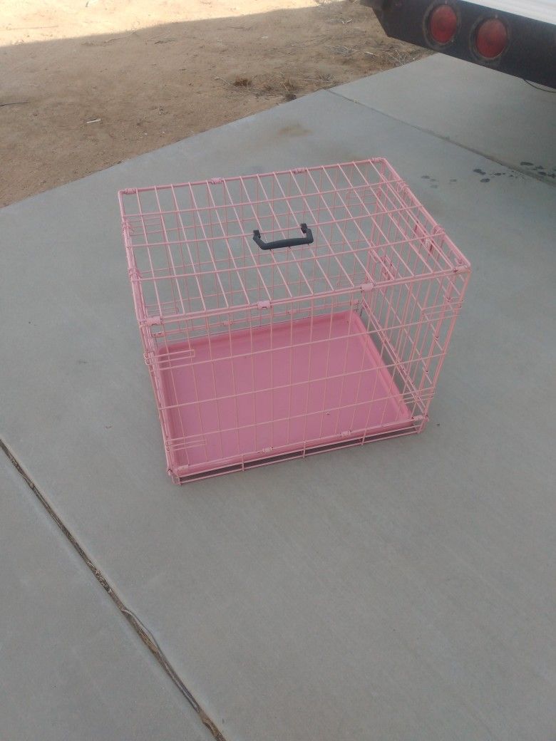 Pink Powder Coated Dog Crate 24x18x19