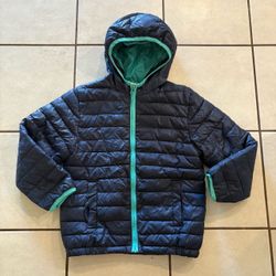 Kids M 7/8 Puffer Jacket Navy Blue and Teal School Uniform Color