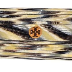 Tory Burch Black and Gold Patterned Clutch