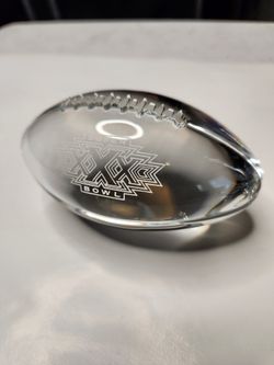 Tiffany & Co Official America West Airline Superbowl XXX 1996 Glass Paperweight