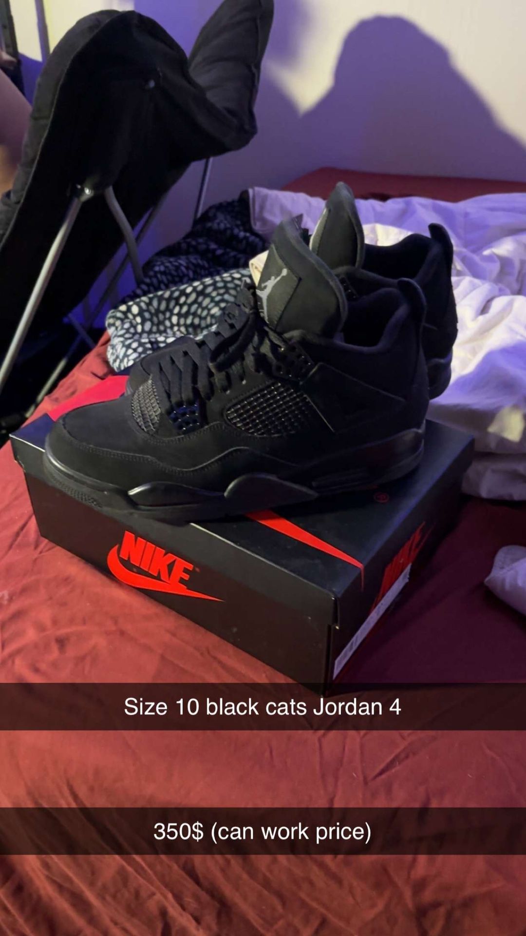 Jordan 4 Black Cats Size 10