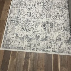 Barga Forsy Ivory Gray Area Rug 6’6” x 9’