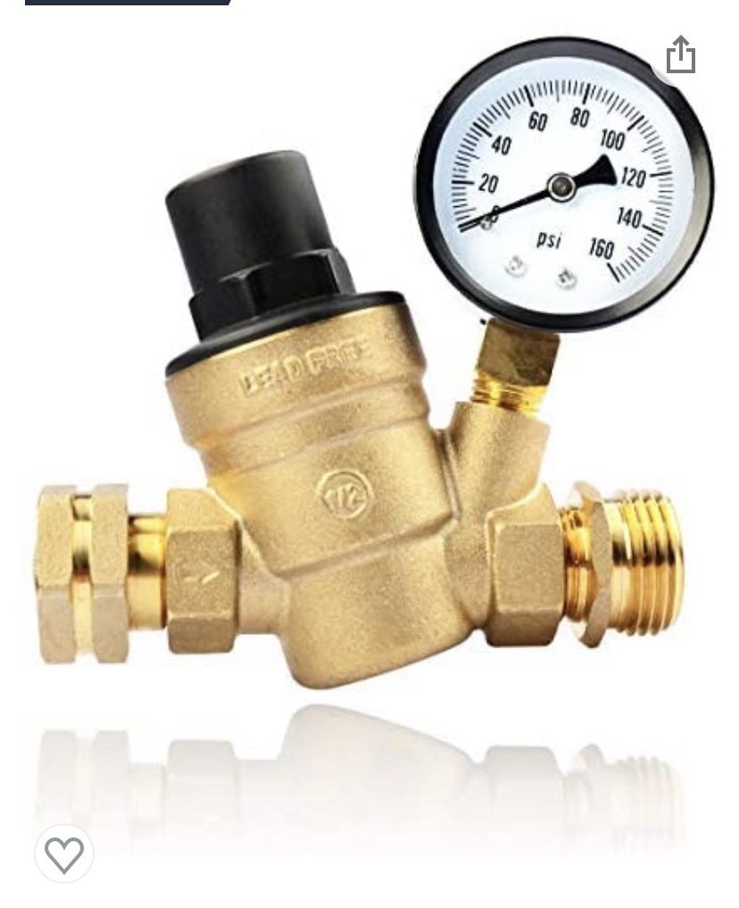 RV Water Pressure Regulator Valve With Gauge (new) 