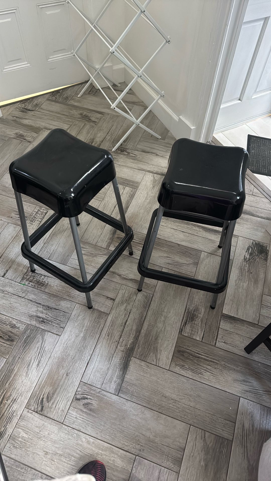 Stackable Bar Stools - Black & silver
