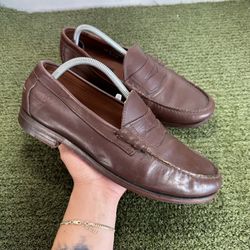 Timberland Mens Brown Leather Slip On Boat Deck Penny Loafer Shoes Size 10.5