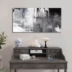 Brand New Beautiful Abstract Art GRAY BLACK & WHITE 24" BY 48" BNIB NEVER USED 