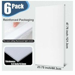 7745: New 6 Pack 23.75" x 47.75" Drop Ceiling Light Panel Diffuser Covers Fluorescent Lighting Panel Flat Sheet Polycarbonate Double-Wall Replacement 