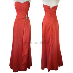 Belsoie strapless sweetheart pleated rhinestone detail dress Size 2 orange/red