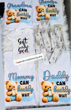 Custom Baby Shower favors with bookmarks and shirts 💙🧸