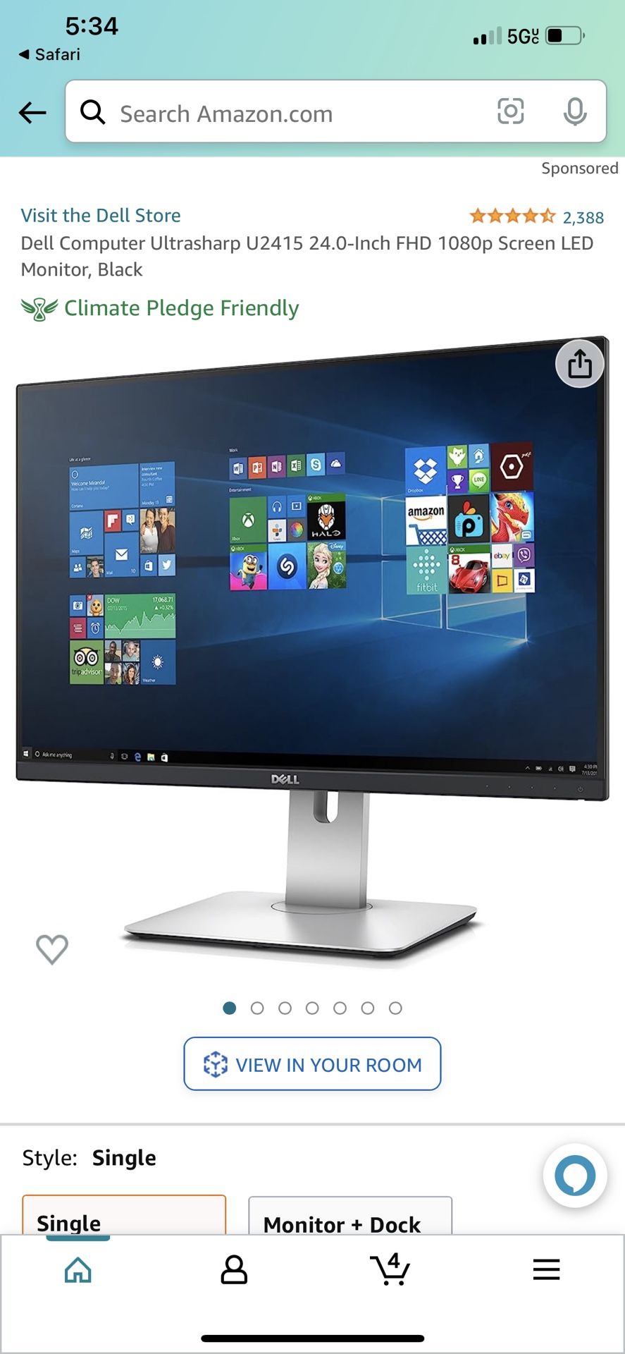 Dell Computer Ultrasharp U2415 24.0-Inch FHD 1080p Screen LED Monitor, Black