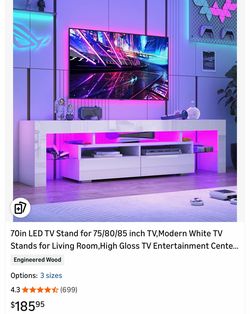 TV Stand for 75/80/85 inch TV,Modern White