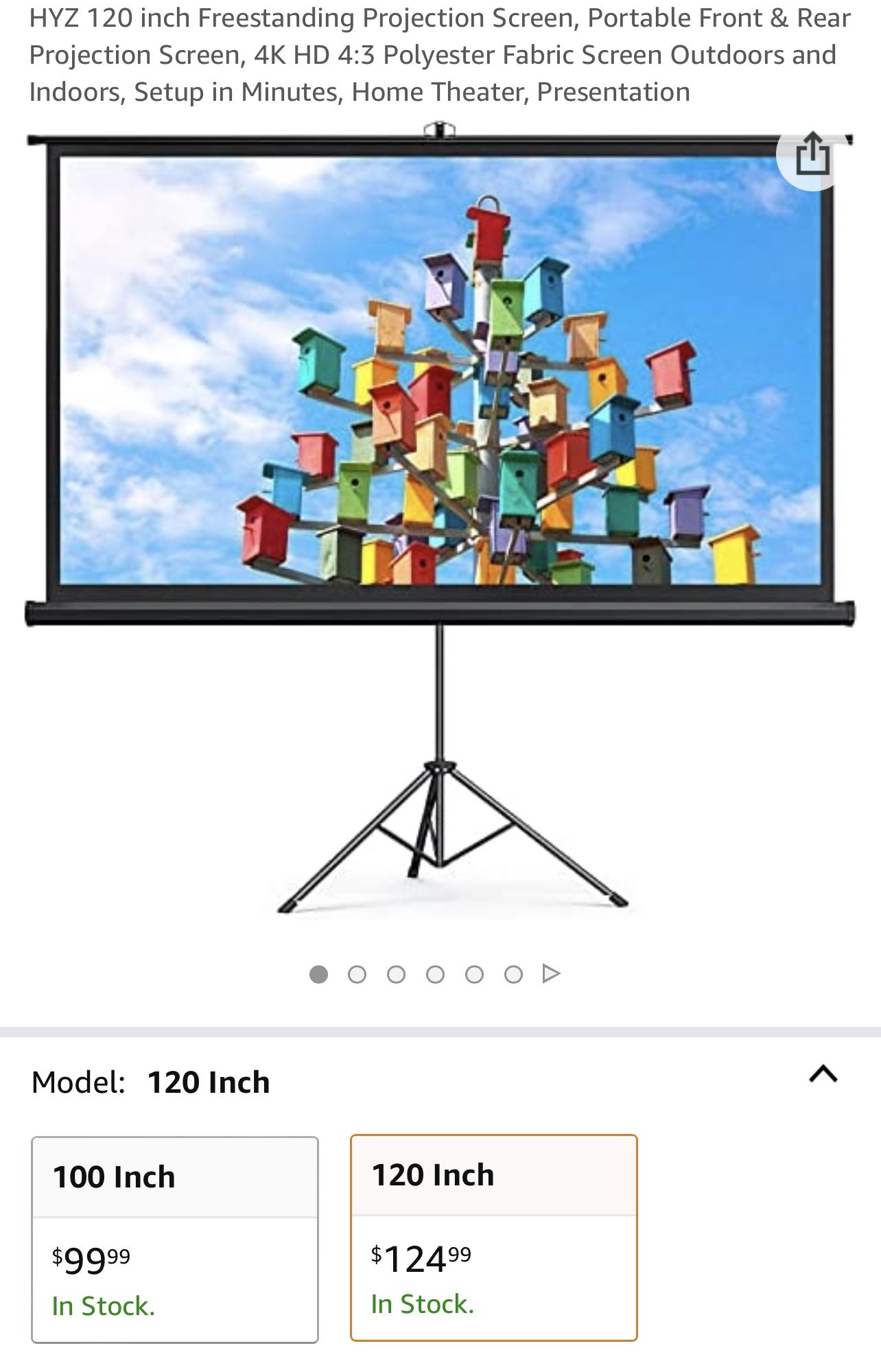 120” Projector Screen W/ Stand