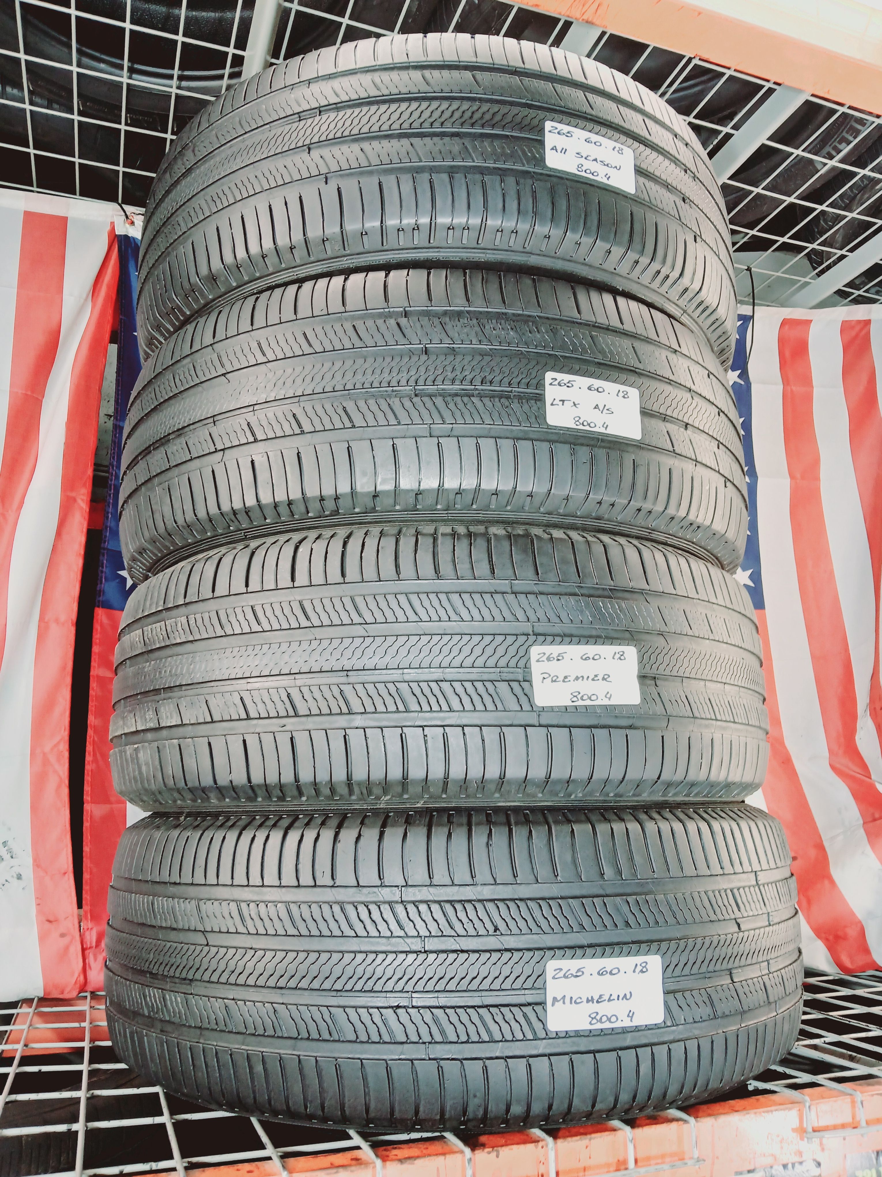 265/60R18 MICHELIN PREMIER LTXP265/60R18 ALL SEASON USED TIRES 265 60 18 F150 TUNDRA TACOMA PORSCHE TAHOE 4RUNNER LAND CRUISER SUBURBAN SILVERADO YUKO