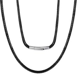 Braided Leather Necklace – 18” Black (New)