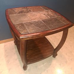 Solid wood & granite end table! 