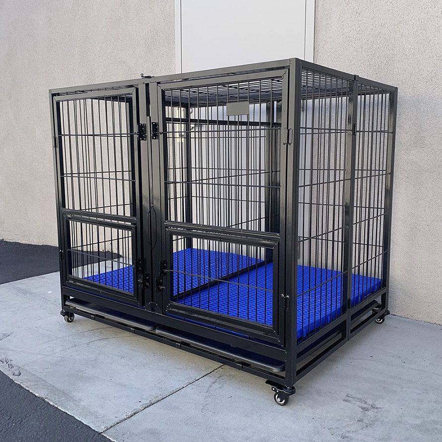$280 (Brand New) X-Large 49” heavy duty folding dog cage 49x38x43” double-door kennel w/ divider
