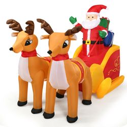 Easy Storage Inflatable Santa and Deers with LED Lights