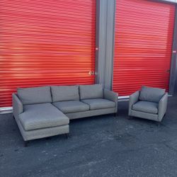 Crate & Barrel Gray Sectional Set 