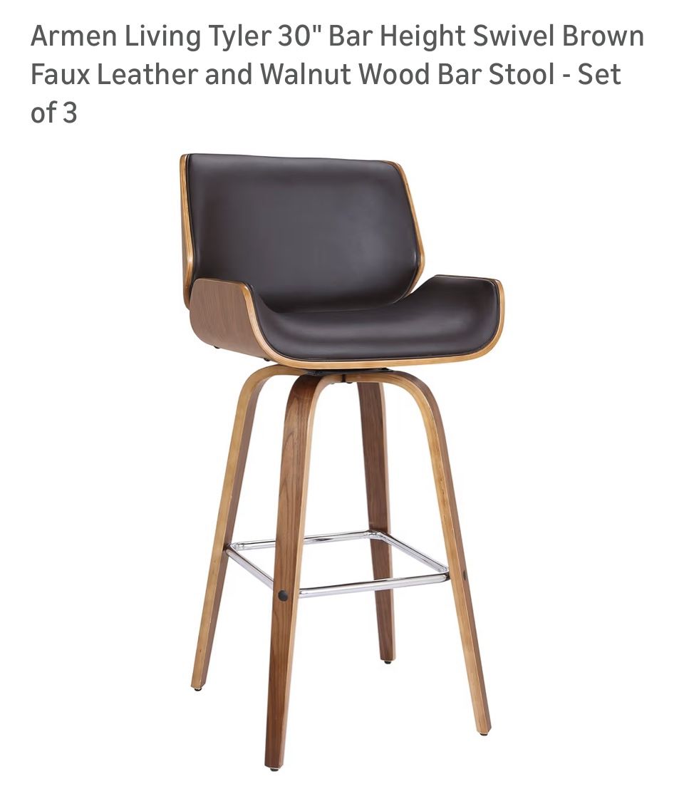 Mid Century Modern Bar Chairs (3 Chairs)
