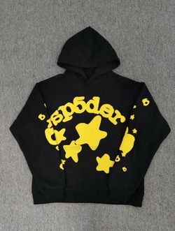 Sp5der Black Hoodie Yellow Star