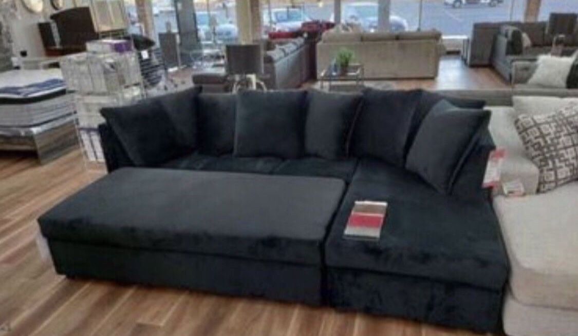 New Super Comfy USA 🇺🇸 Made Sectional Sofa Couch *Ottoman Sold Separately* Black Or Black And Gray