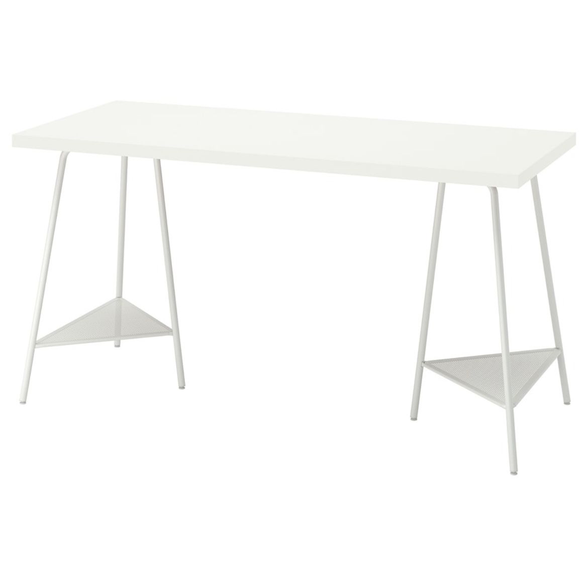 White Metal Table Legs w Storage