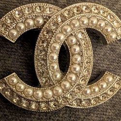 SILVER AND DIAMOND CC BROOCH