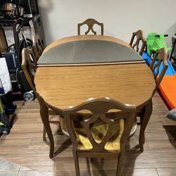 Wooden Table With Cover And 6 Chairs