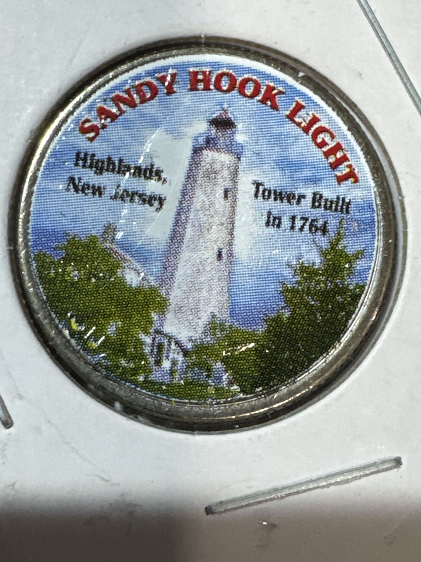 #112 ✨ Sandy Hook Lighthouse Colorized Quarter – Limited Tourist Edition | Highlands, New Jersey | 1764 Tower | Brilliant Display Coin ✨