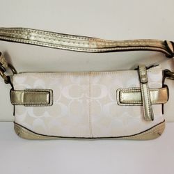 Coach Pale Gold Beige Baguette Bag Ladies