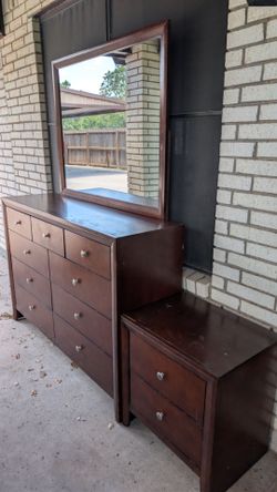 Dresser with mirror and nightstand