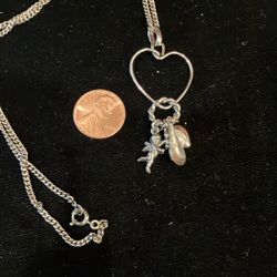 Silver Tone Charm Necklace 