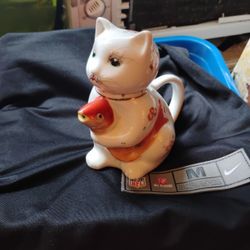 Porcelain Cat with Fish Pitcher/Creamer - China