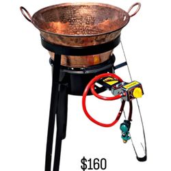 Cazo De Cobre Con Vase I Quemador Para 25 Libras Nuevo En Offerta Para Las Carnitas, Mojaras, Pollito, Papas ,
