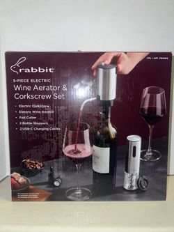 Rabbit 5 Piece Electric Wine Aerator & Corkscrew Set