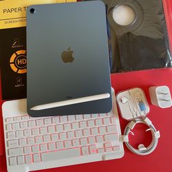 256gb Apple IPad 10th Generation (10.9” Liquid Retina / Latest 2022 ) with pen, keyboard, case & Accessories (warranty 10/2025) 