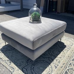 New Grey Velvet Ottoman 