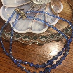Beautiful Vintage 50’s Blue Crystal Necklace 