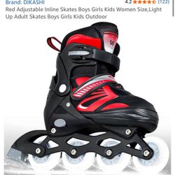 Red Adjustable Inline Skates Boys Girls Kids Women Size,Light Up Adult Skates Boys Girls Kids Outdoor