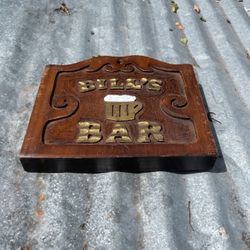 Small Vintage Bills Bar, Wood Sign.