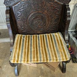 Antique Bench With Dragon Design 