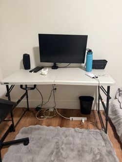 Peakform 4' Adjustable Height Folding Table White