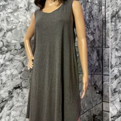 Zenana Premium 2X Gray Tunic/dress Sleeveless with POCKETS!